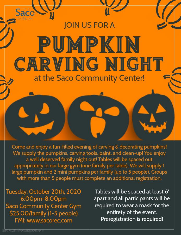 Saco Parks & Recreation Dept: Pumpkin Carving Night